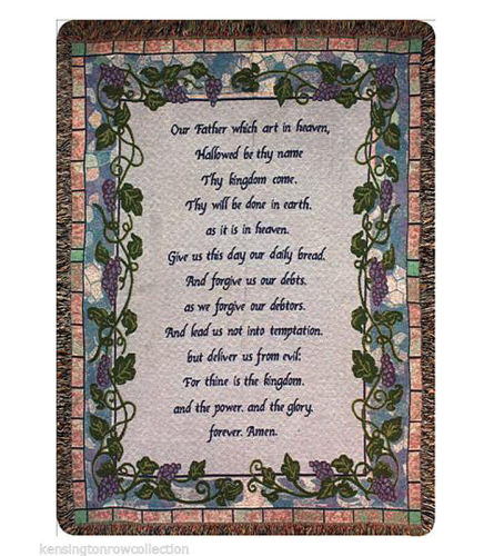 Grapevine Lord's Prayer Tapestry Throw