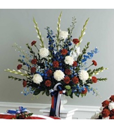 Red ,White and Blue Urn Arrangement