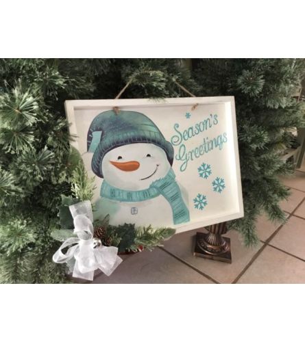 Wooden Snowman Sign