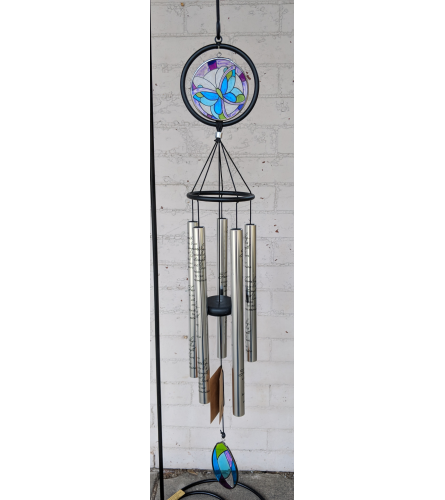 35" Stain Glass Butterfly Wind Chime