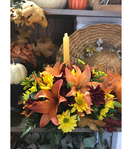 Autumn lilies centerpiece beauty