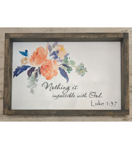 Nothing is impossible with God, Framed Floral Wall Art