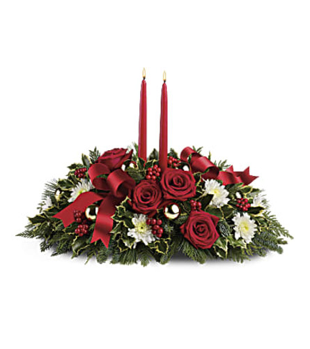 The Teleflora Holiday Shimmer Centerpiece