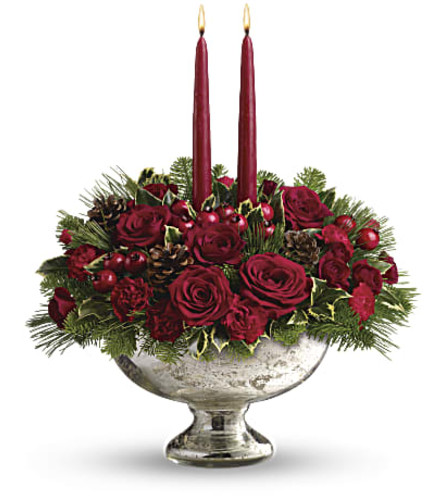 The Teleflora Mercury Glass Bowl Bouquet