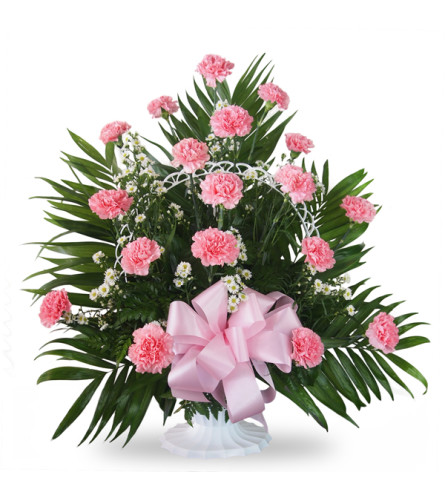 Floor Basket-Carnations-Pink