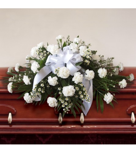 Casket Spray-White Carnations