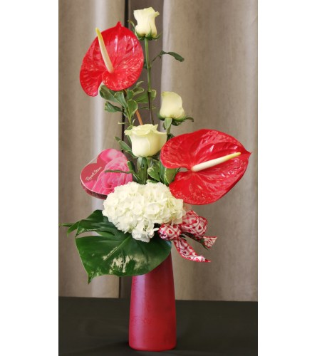 Rose and Anthurium Vase