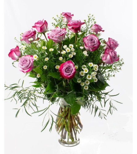 1 Dozen Deep Purple Roses