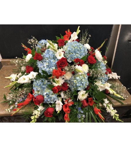 Tribute Red, White and Blue Casket Cover