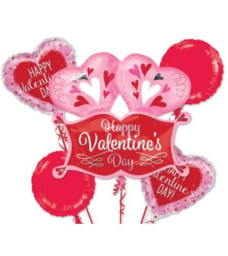 Valentine Double Heart Marquee Balloon Bouquet