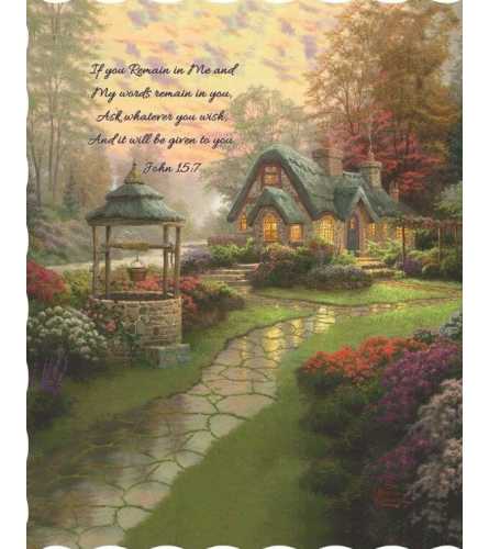 Make a Wish Cottage Tapestry Throw by Thomas Kinkade