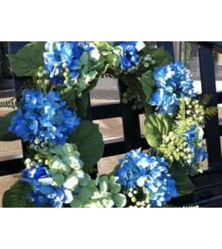 Vibrant Blue Hydrangea Wreath
