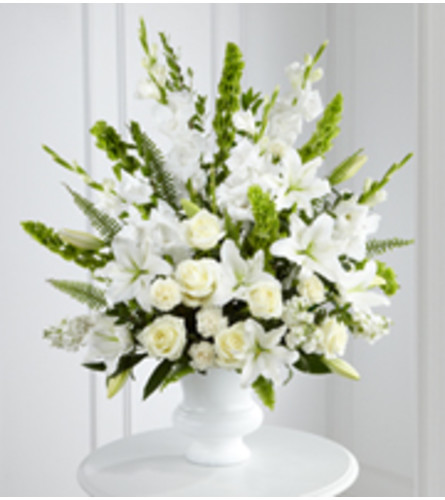 White Urn Floral Tribute