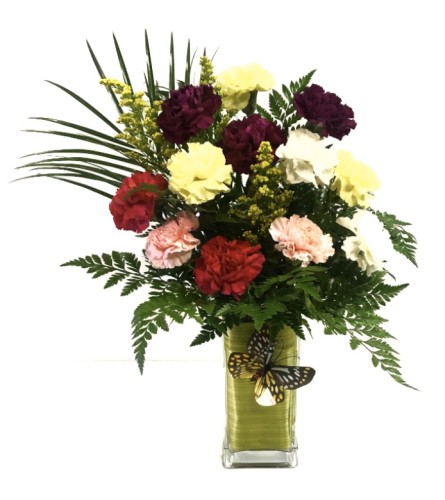 Featured Arrangement - 12 Assorted Carnations in a Vase