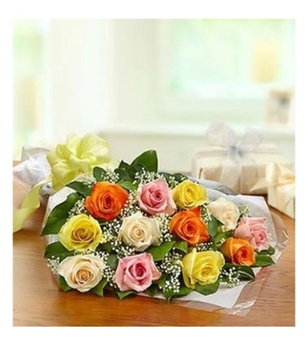 Mixed Roses - Wrapped Bouquet (No Vase)