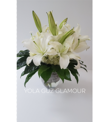 White Lilies And Hydrangeas