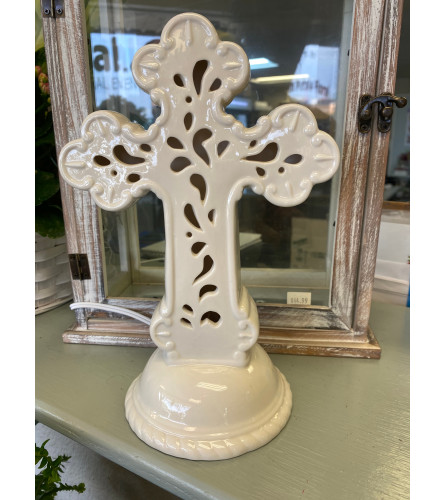 Lighted Ceramic Cross