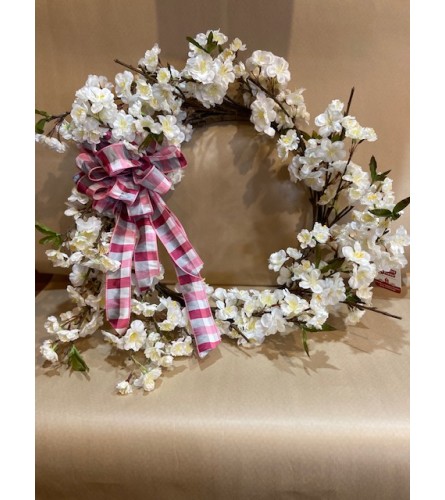 White Cherry Blossom Wreath