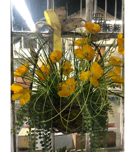 Hanging Grapevine Basket Arrangement