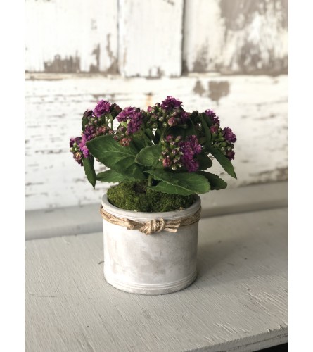 Sculpted Cement Vase Arrangement - Purple