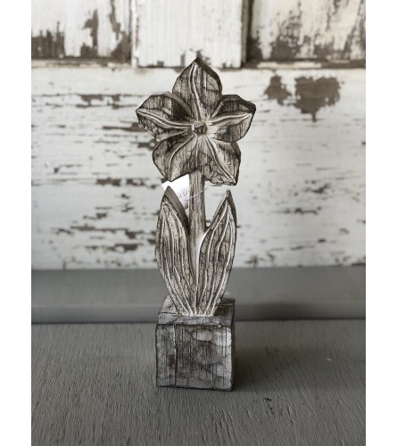 Faux Wood Carved Flower - Small