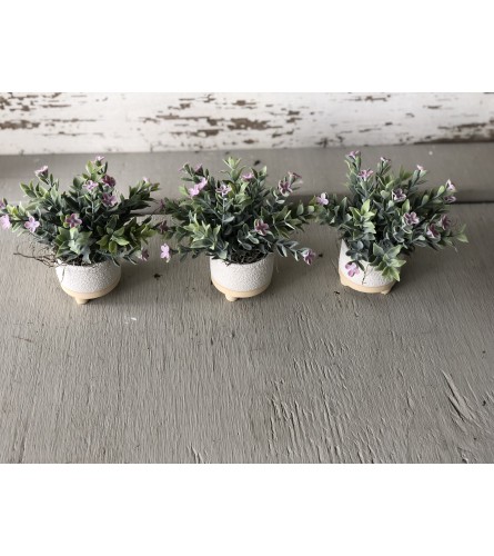 Windowsill Trio Adornment of Faux Lavendar