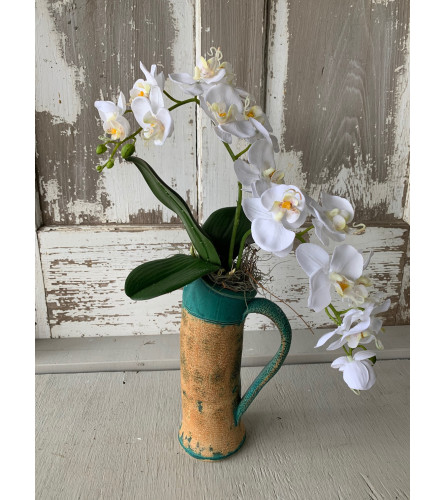 Tina Doorn Custom Pottery with Orchid