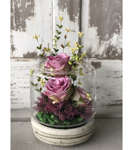 Open Apothecary Jar with Roses