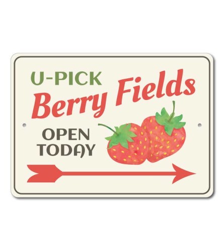 U Pick Berries Sign. An arrangement by Thompson's Full Bloom.