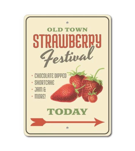 Strawberry Festival Sign. An arrangement by Thompson's Full Bloom.