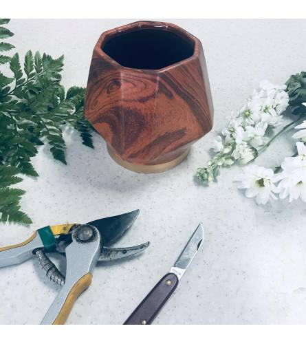 Artist Designed Arr. in Wooden Geometic Bubble Bowl