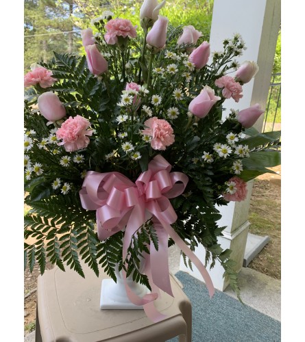 Pink White Pedestal Arrangement