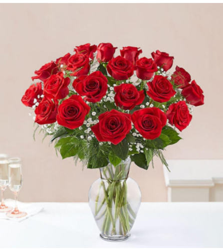 2 Dozen Red Rose Vase