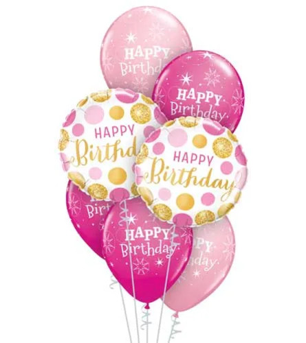 Happy Birthday Pink & Gold Dots