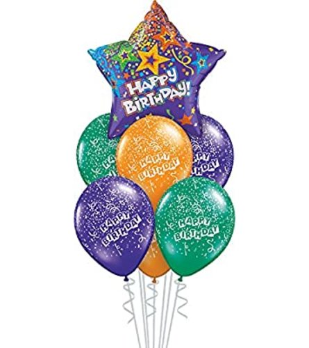 Purple Star Happy Birthday Balloon Bouquet