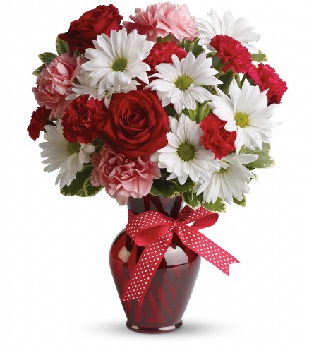 Hugs and Kisses with red roses