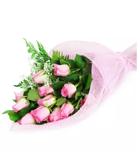 Perfect Wrapped Long-Stemmed Pink Roses 2020