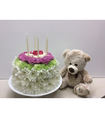 Birthday cake and bear