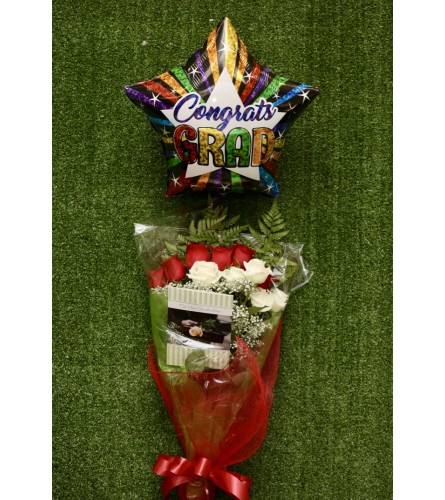 Graduation Rose Bouquet Bundle