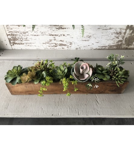 Vintage Box with Silk Succulents