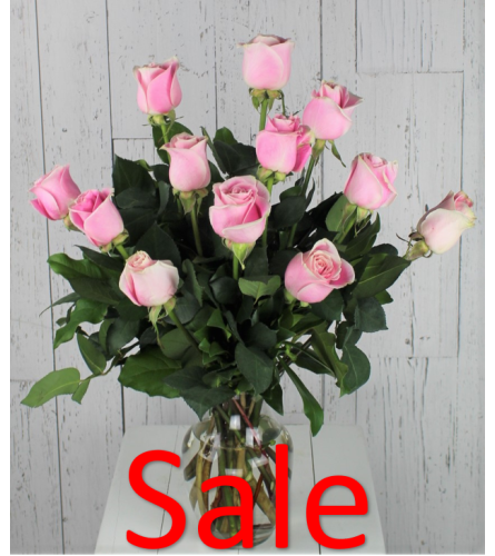 Dozen Pink Rose arrangement