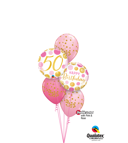 Pink 'N' Gold 50 Classic Confetti Balloon Bouquet