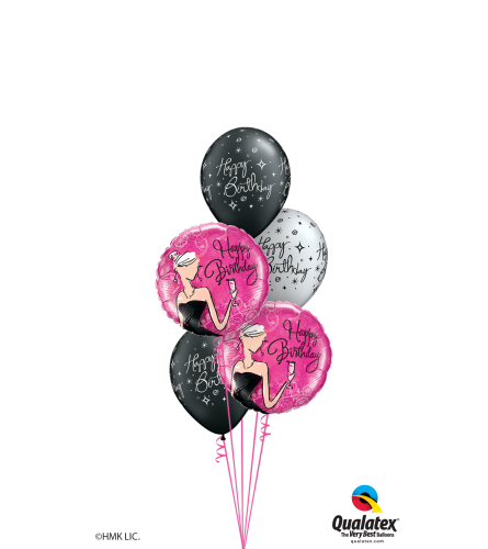 Black & White Birthday Classic Balloon Bouquet