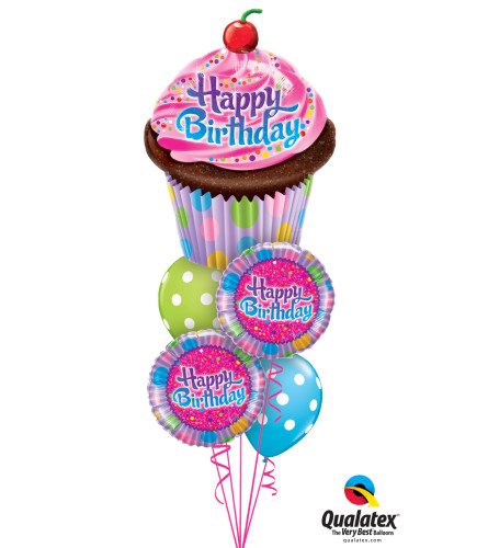 Sweet Cupcake Fun Cheerful Balloon Bouquet