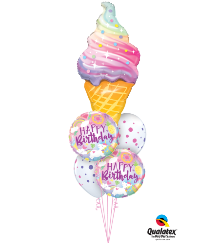 Unicorns and Ice Cream Birthday Cheerful Balloon Bouquet