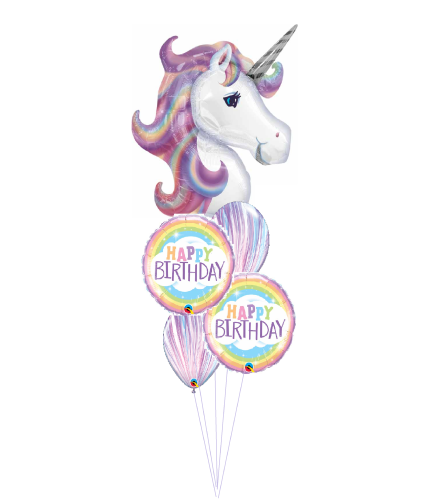 Pastel Unicorn Birthday Rainbow Cheerful Balloon Bouquet