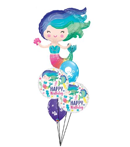 Magical Mermaid Birthday Cheerful Balloon Bouquet