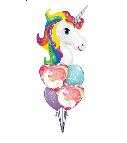 Rainbow Unicorn Birthday Cheerful Balloon Bouquet