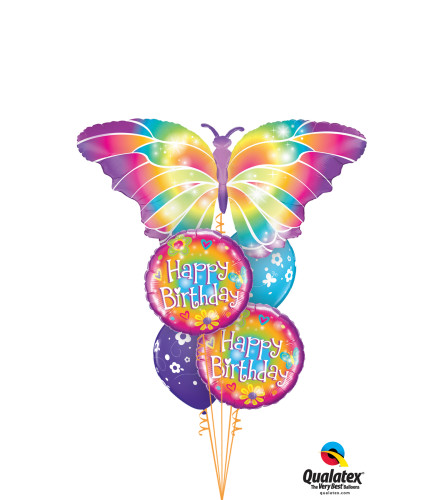 Luminous Butterfly Birthday Cheerful Balloon Bouquet