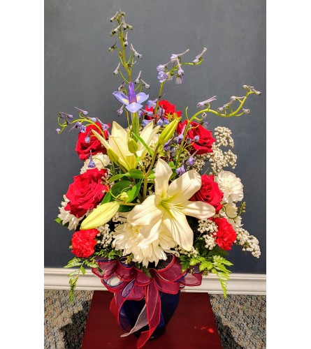 Red White & Blue Garden Vase